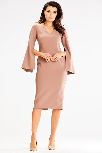 beige midi cocktail dress alternate angle