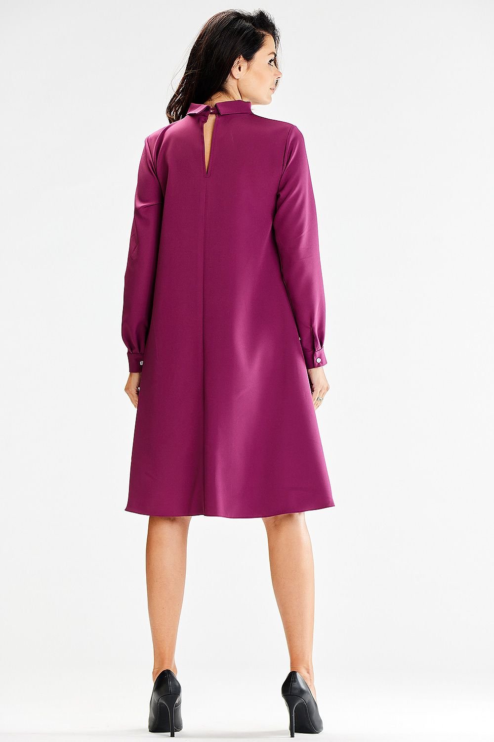 violet long sleeve turtleneck day dress detail view