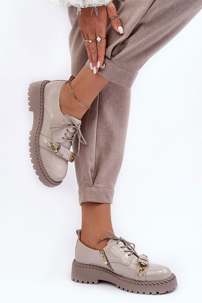 grey lace low shoes front view