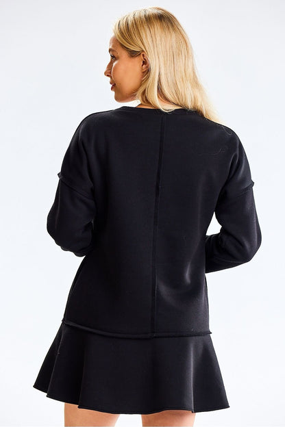 grey ruffle long sleeve day dress view 6