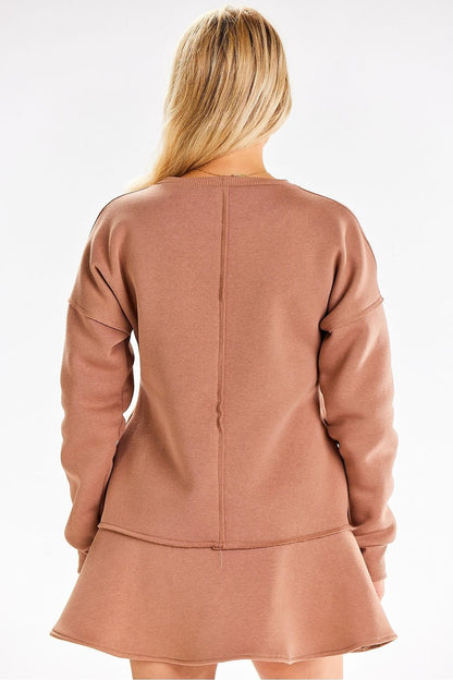 grey ruffle long sleeve day dress view 9