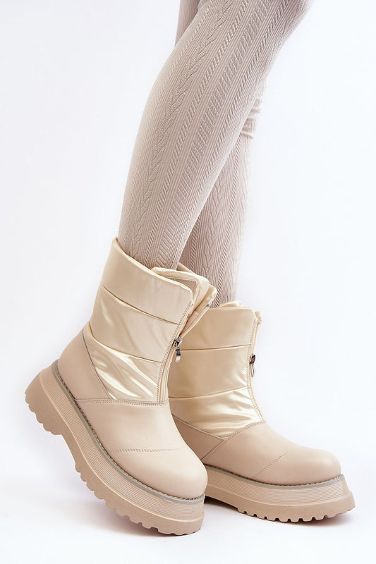 beige snow boots front view