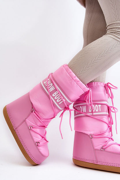 pink snow boots detail view