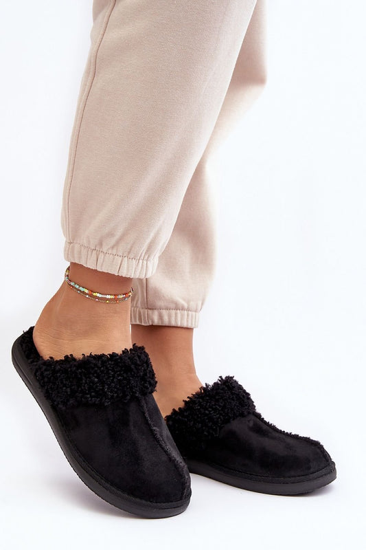 black slippers front view