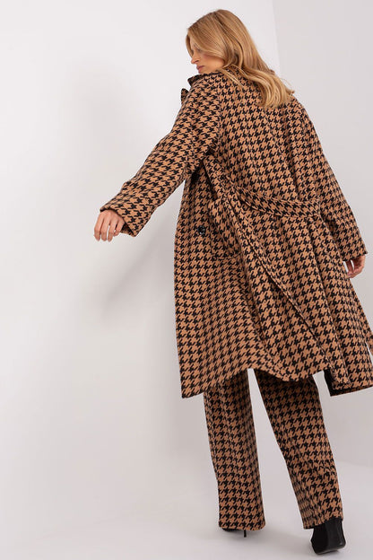 brown belted coat back view