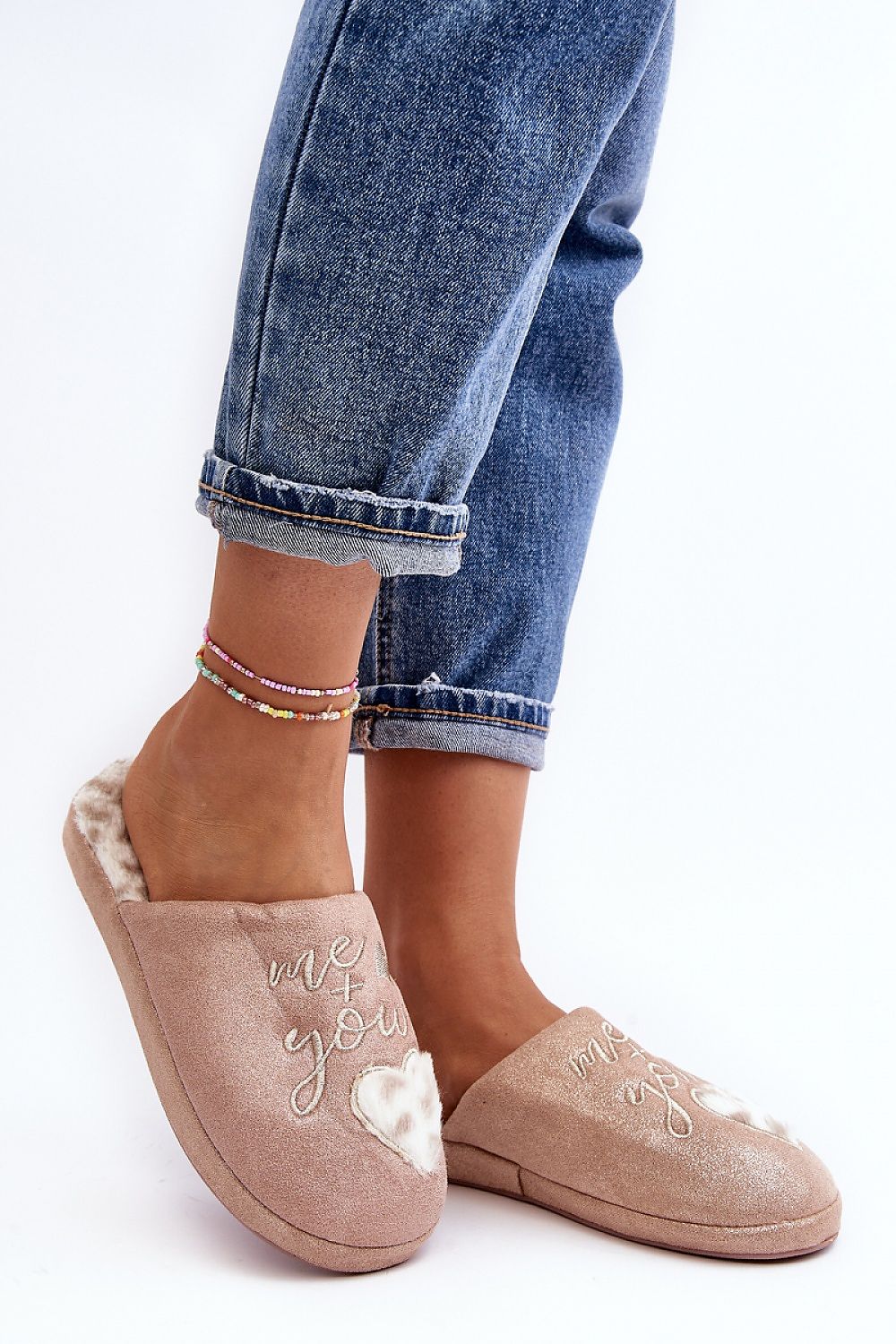 beige slippers back view