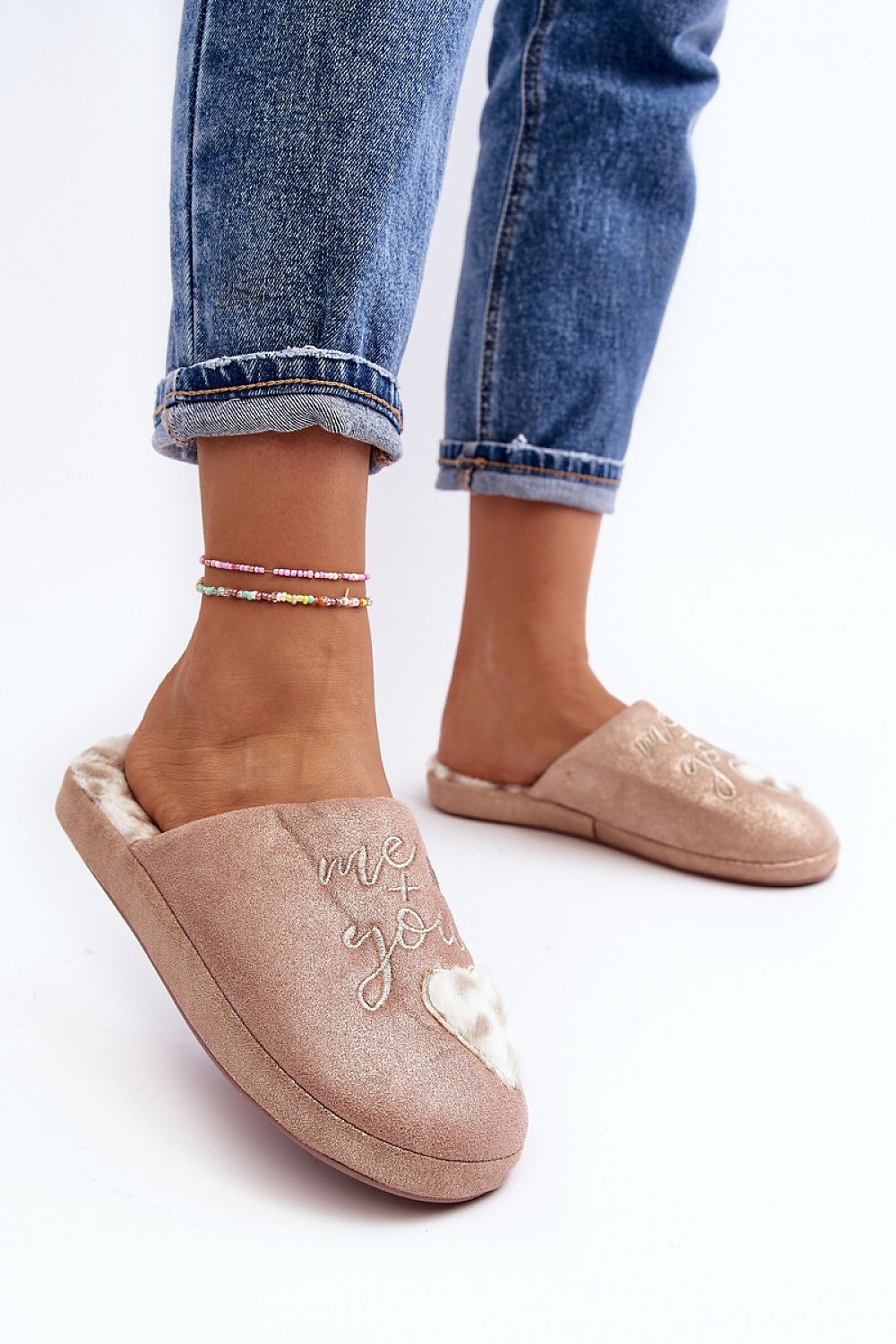 beige slippers side view