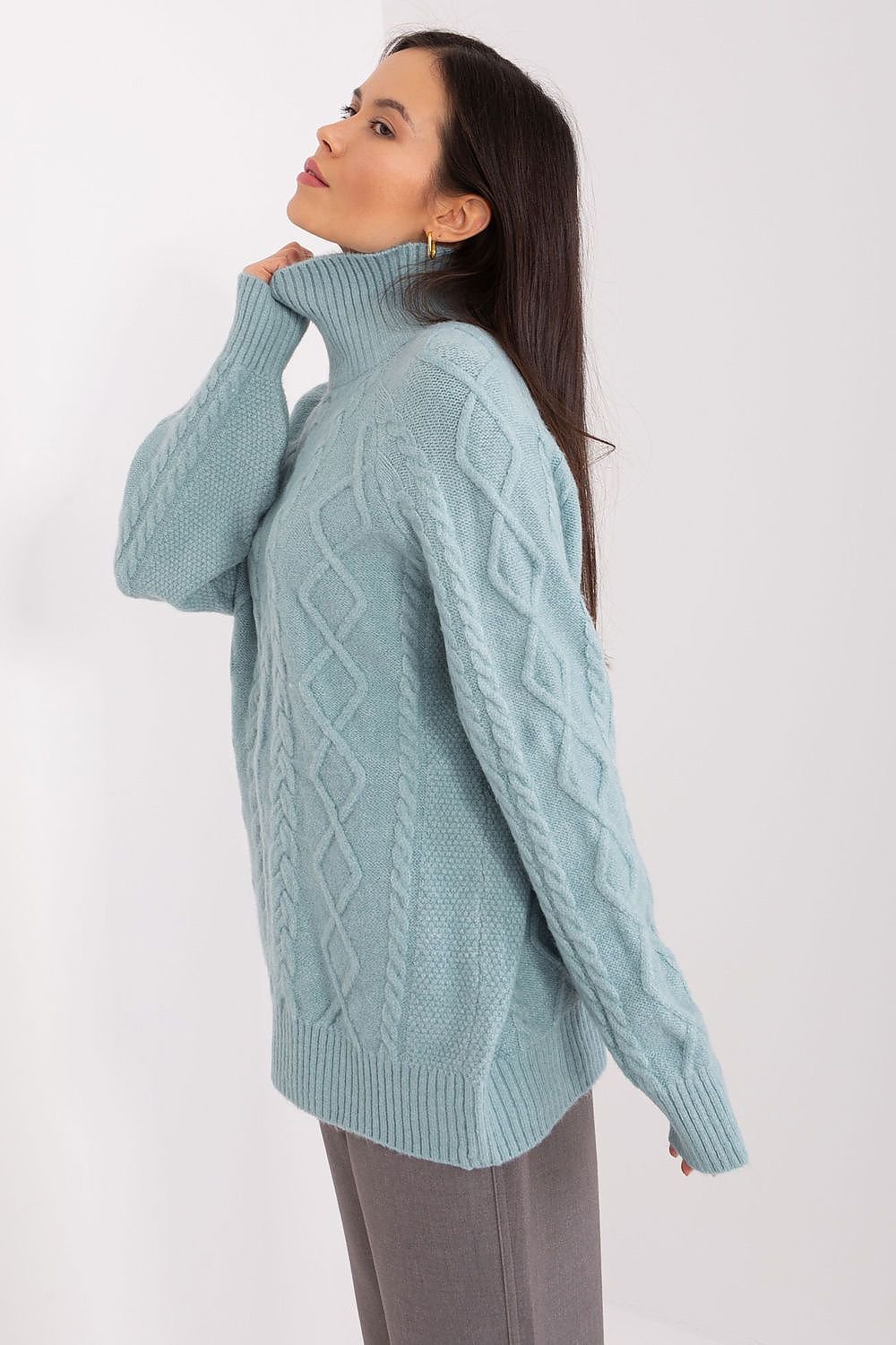 black long sleeve turtleneck turtleneck side view