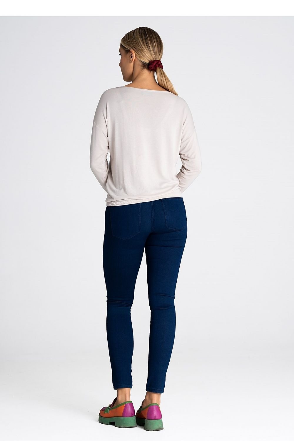 beige long sleeve blouse alternate angle