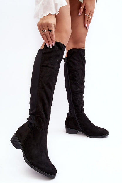black thigh-hight boots side view