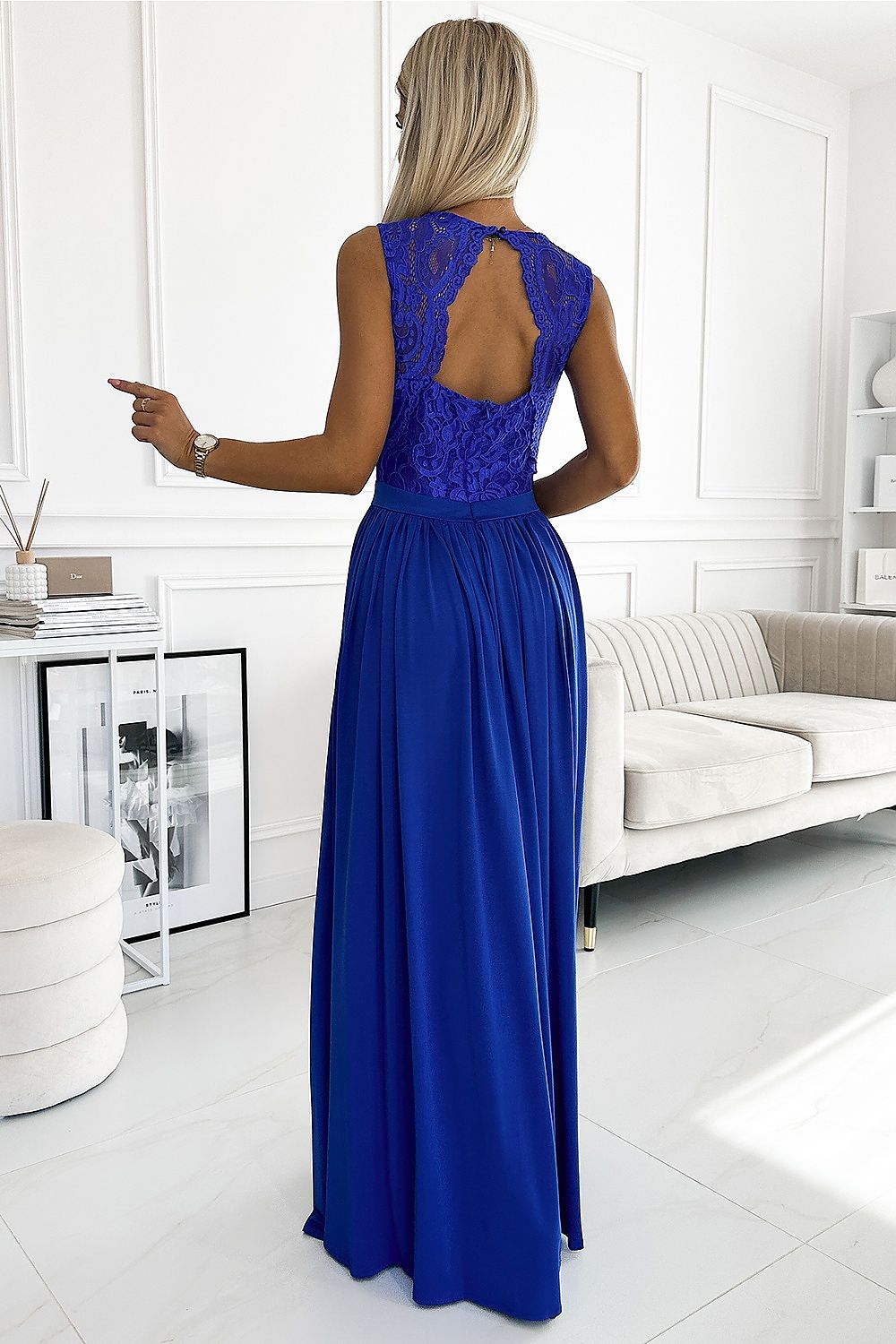 navy blue lace maxi long dress view 20