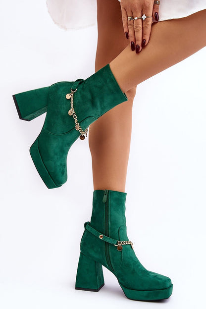 pink heel boots side view