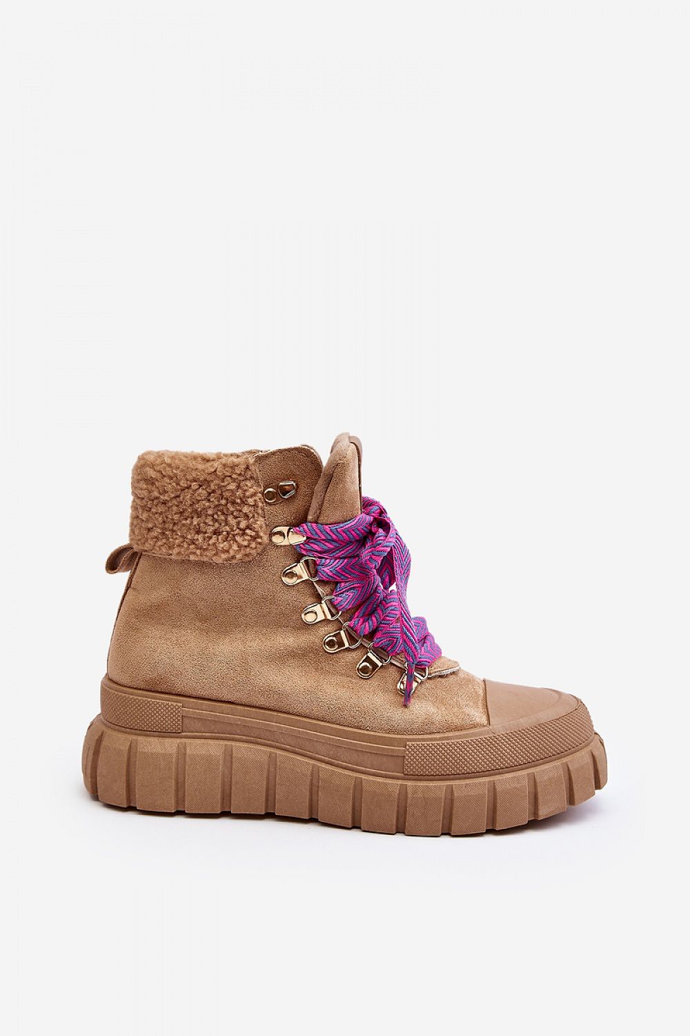 brown lace trapper shoes detail view