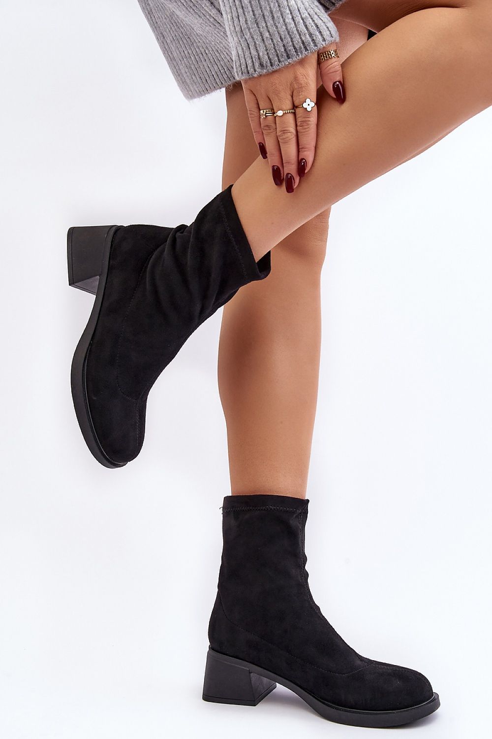black heel boots front view