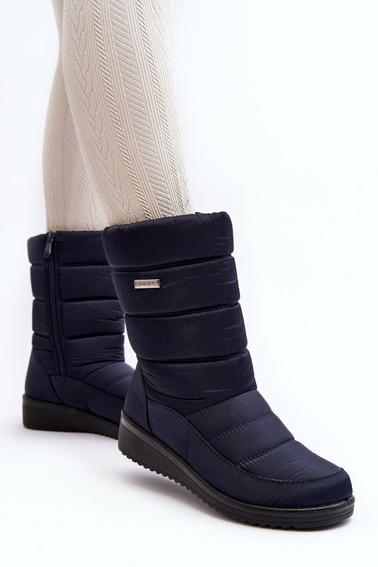 navy blue snow boots front view