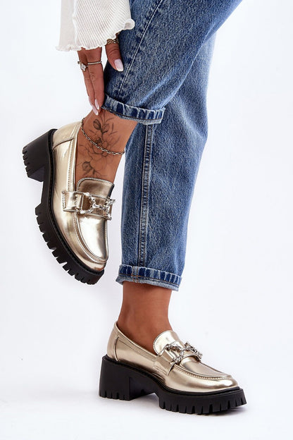 grey heeled low shoes back view