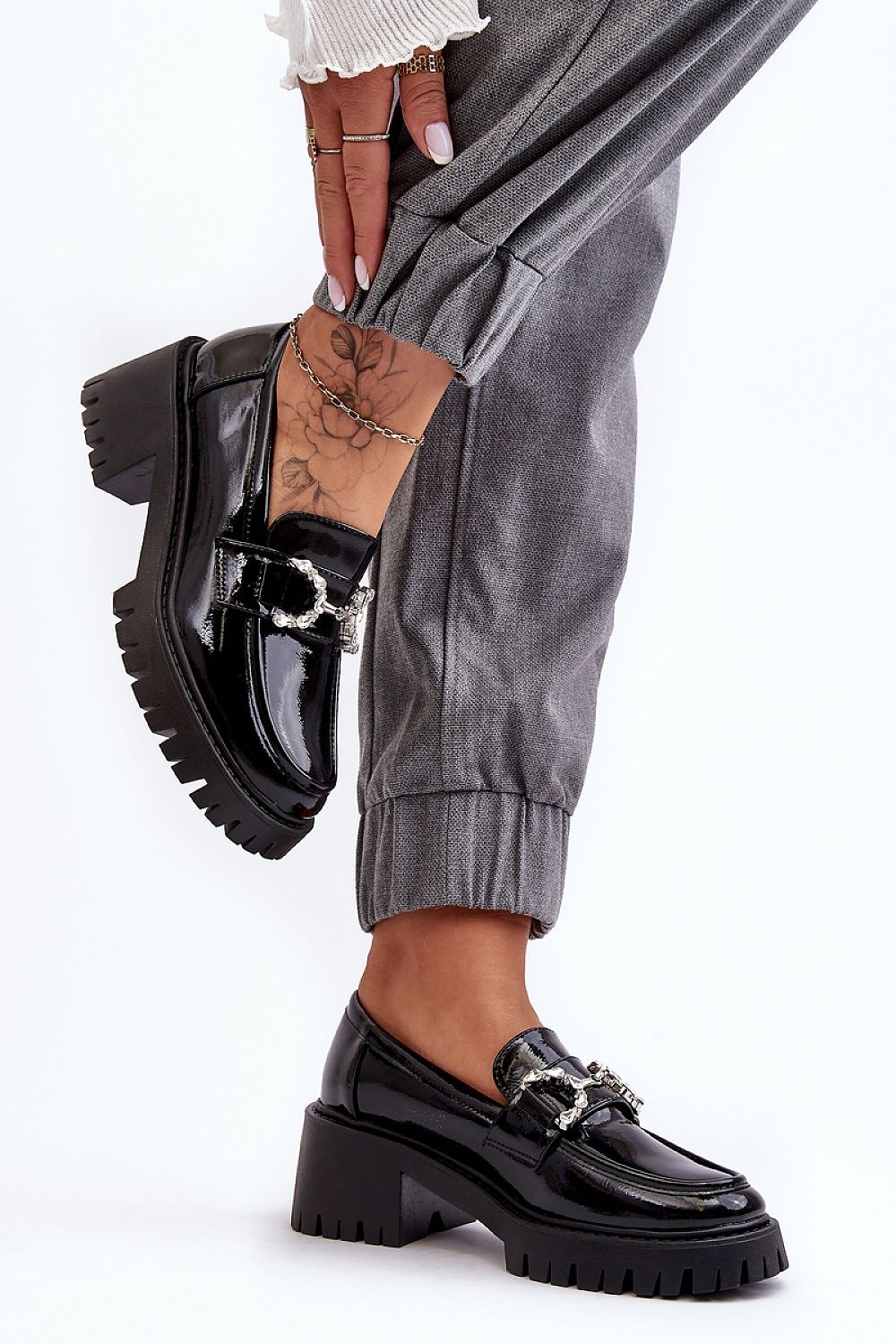 grey heeled low shoes view 10