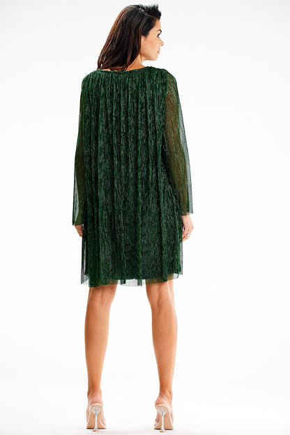 green satin evening dress back view