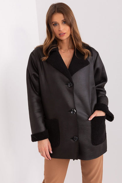 black long sleeve jacket front view