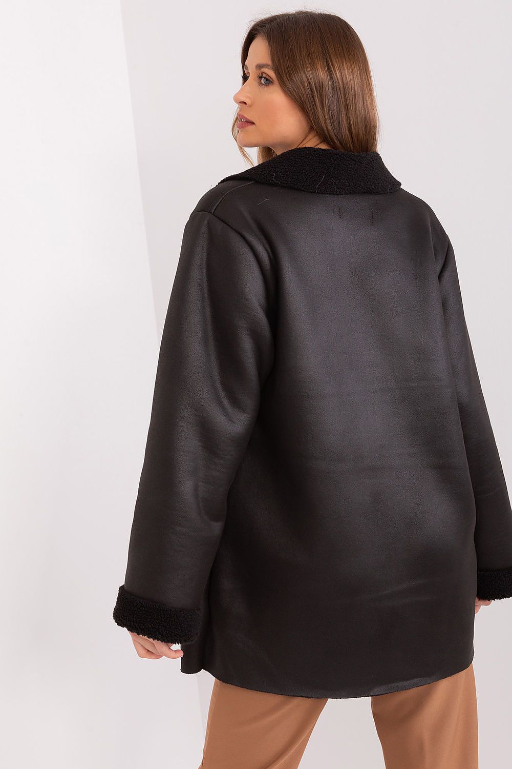 black long sleeve jacket detail view