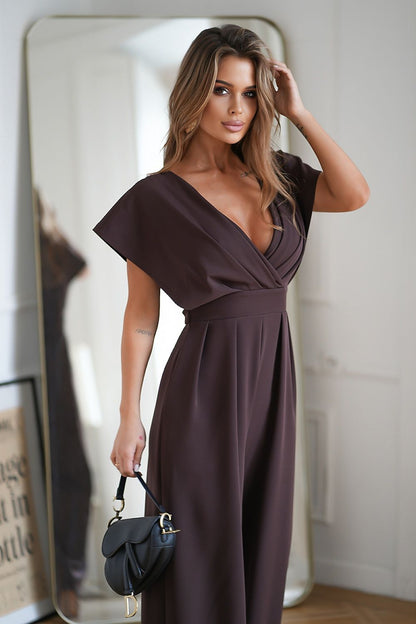 navy blue flared belted suit view 6