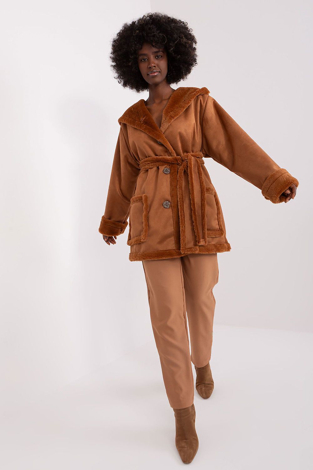 brown belted coat alternate angle