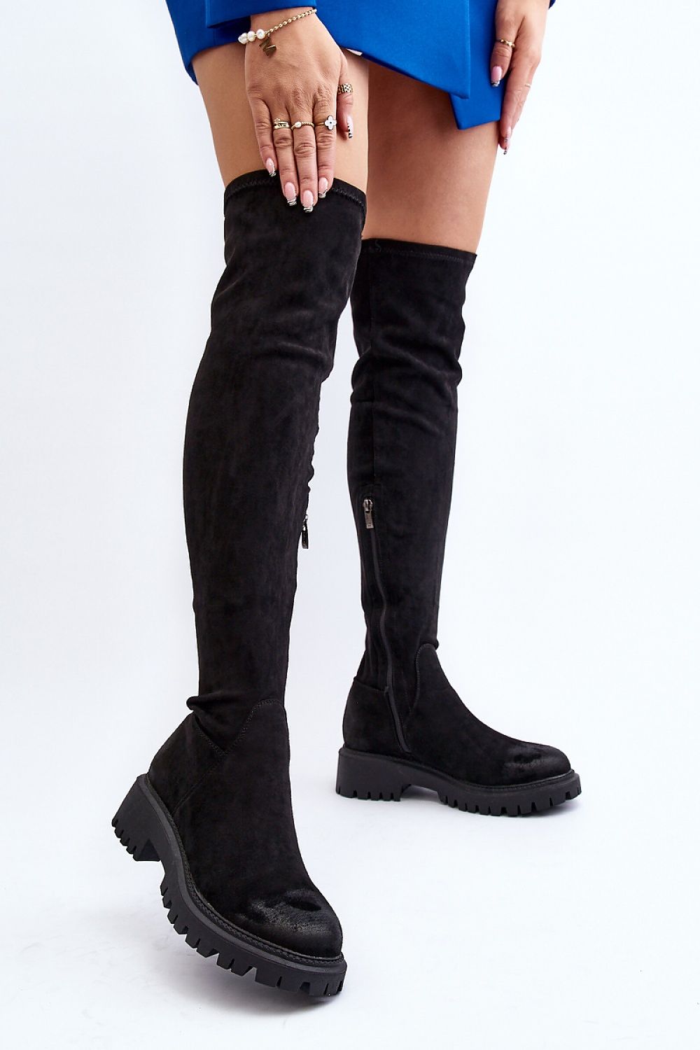 black thigh-hight boots front view