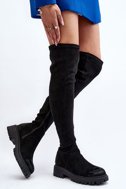 black thigh-hight boots detail view