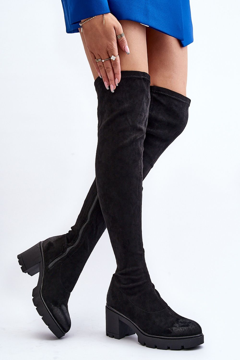 black heel boots front view