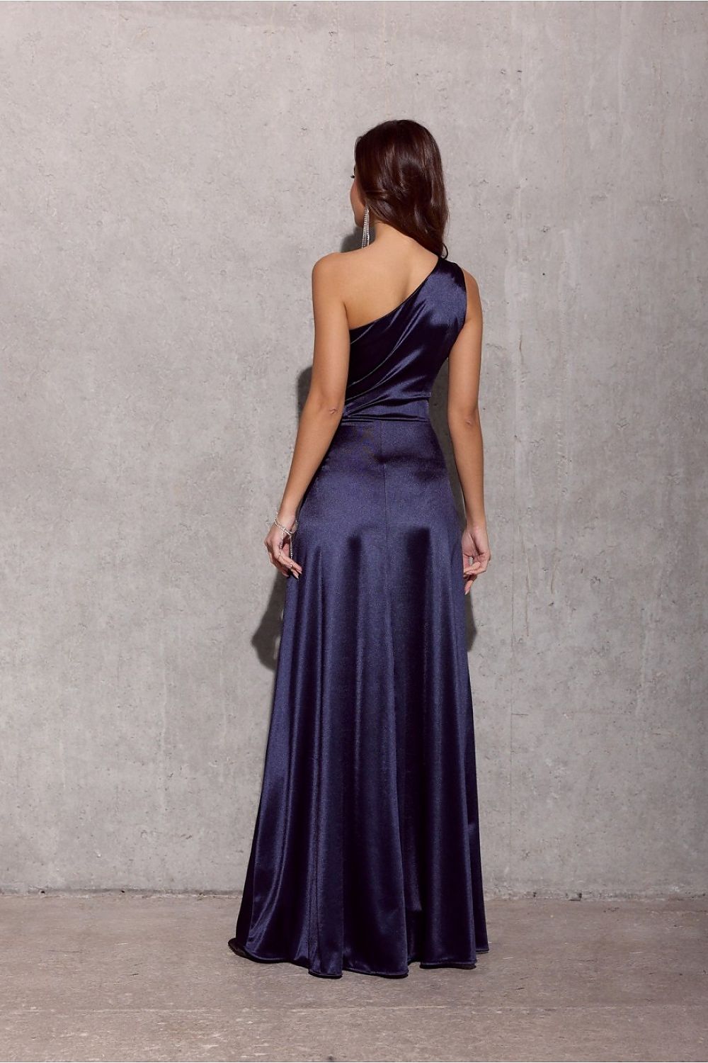 blue satin evening dress view 7
