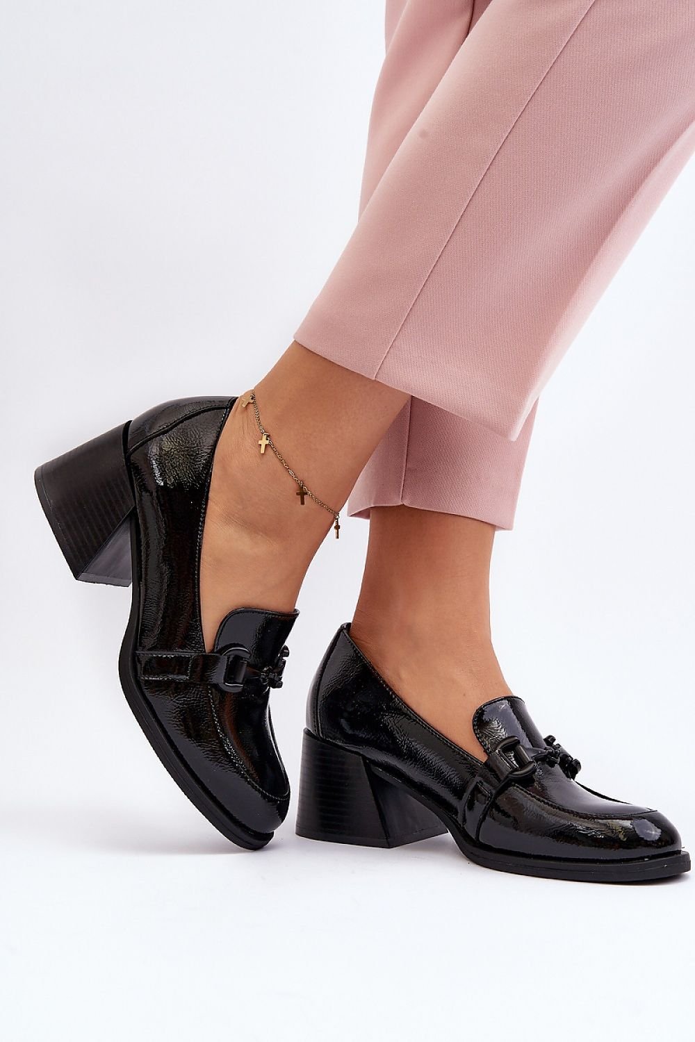 black belted heeled low shoes alternate angle