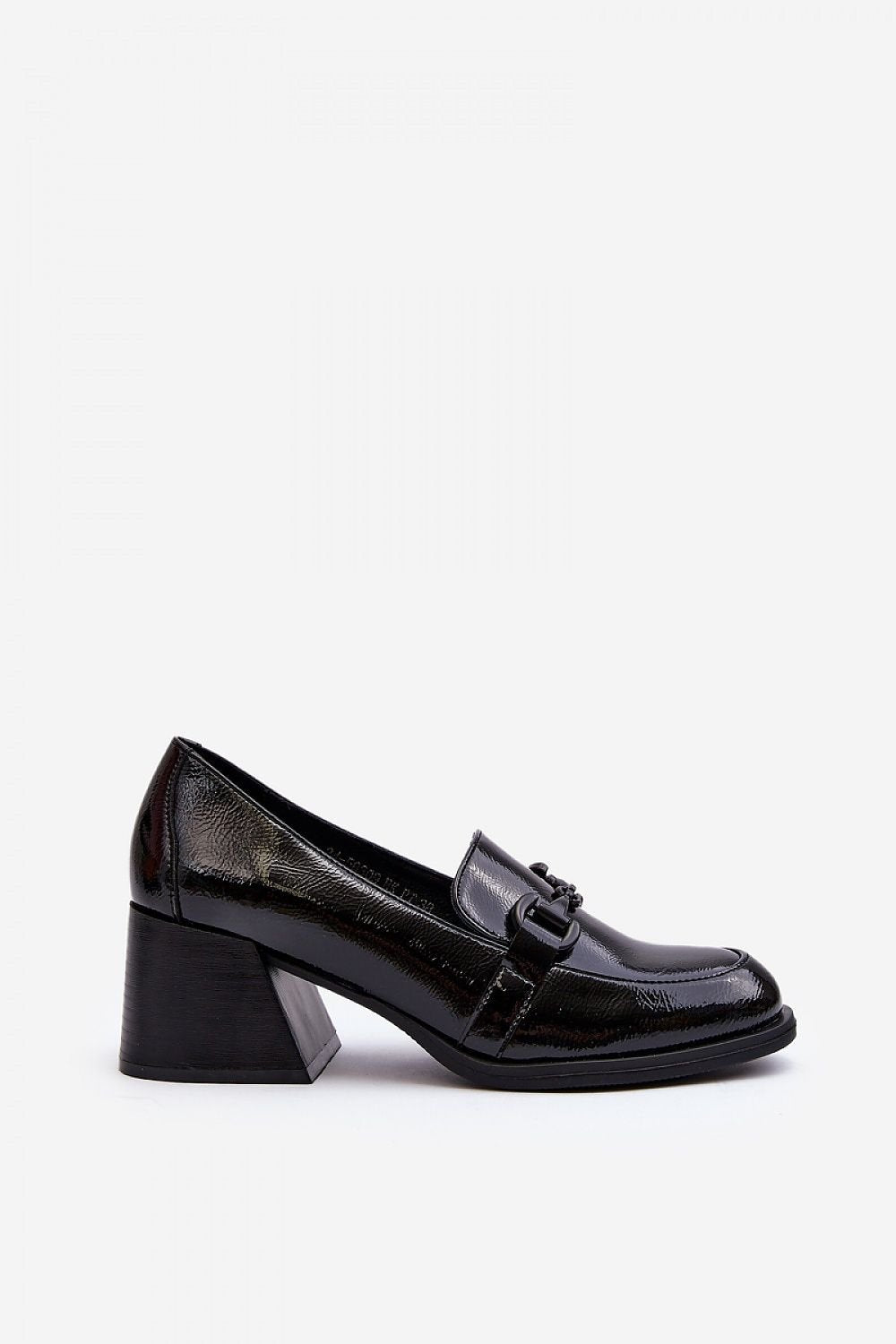 black belted heeled low shoes detail view
