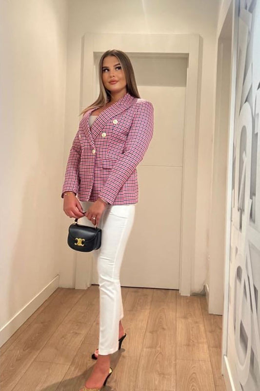 satin pencil pink satin pencil jacket front view