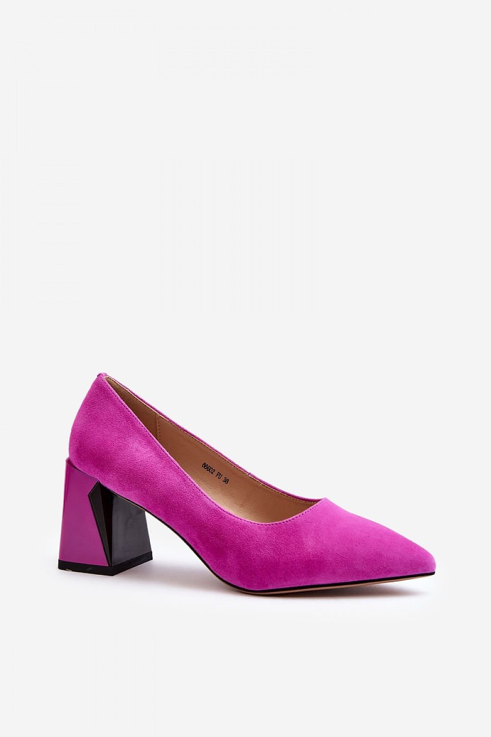 pink block heel pumps alternate angle