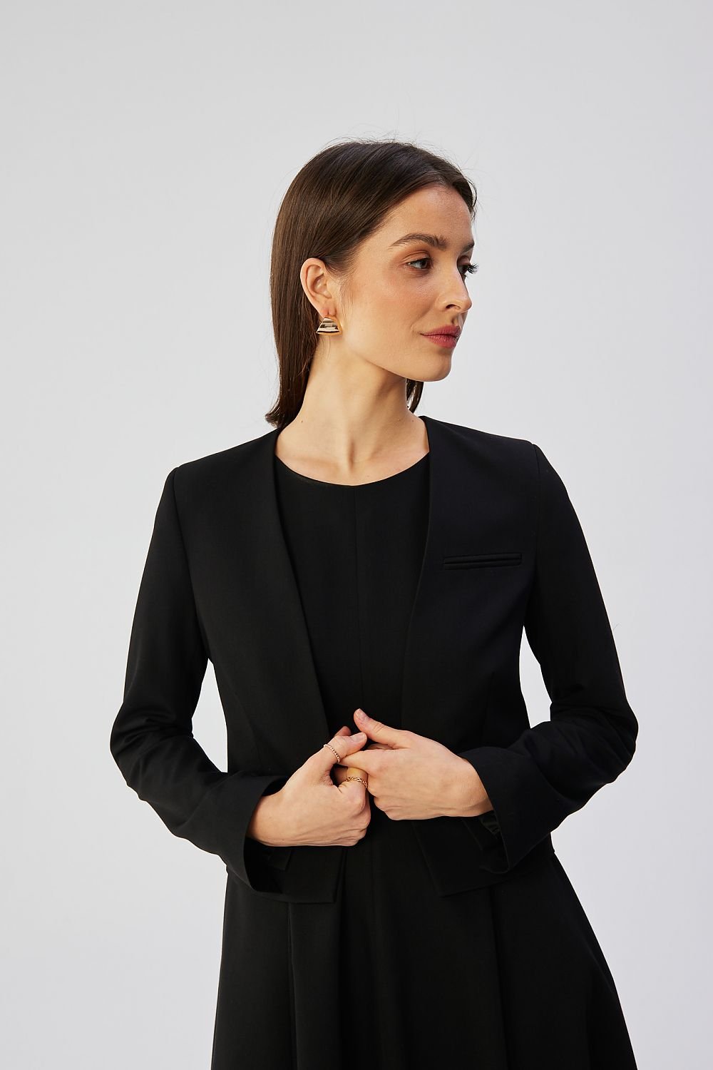 long sleeve black long sleeve jacket front view