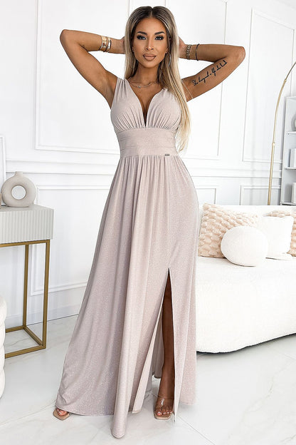 navy blue evening dress detail view