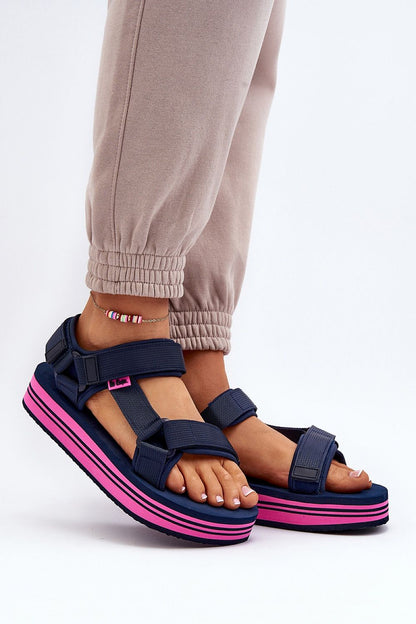 navy blue sandals front view