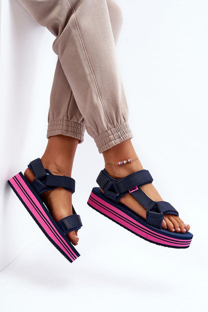 navy blue sandals detail view