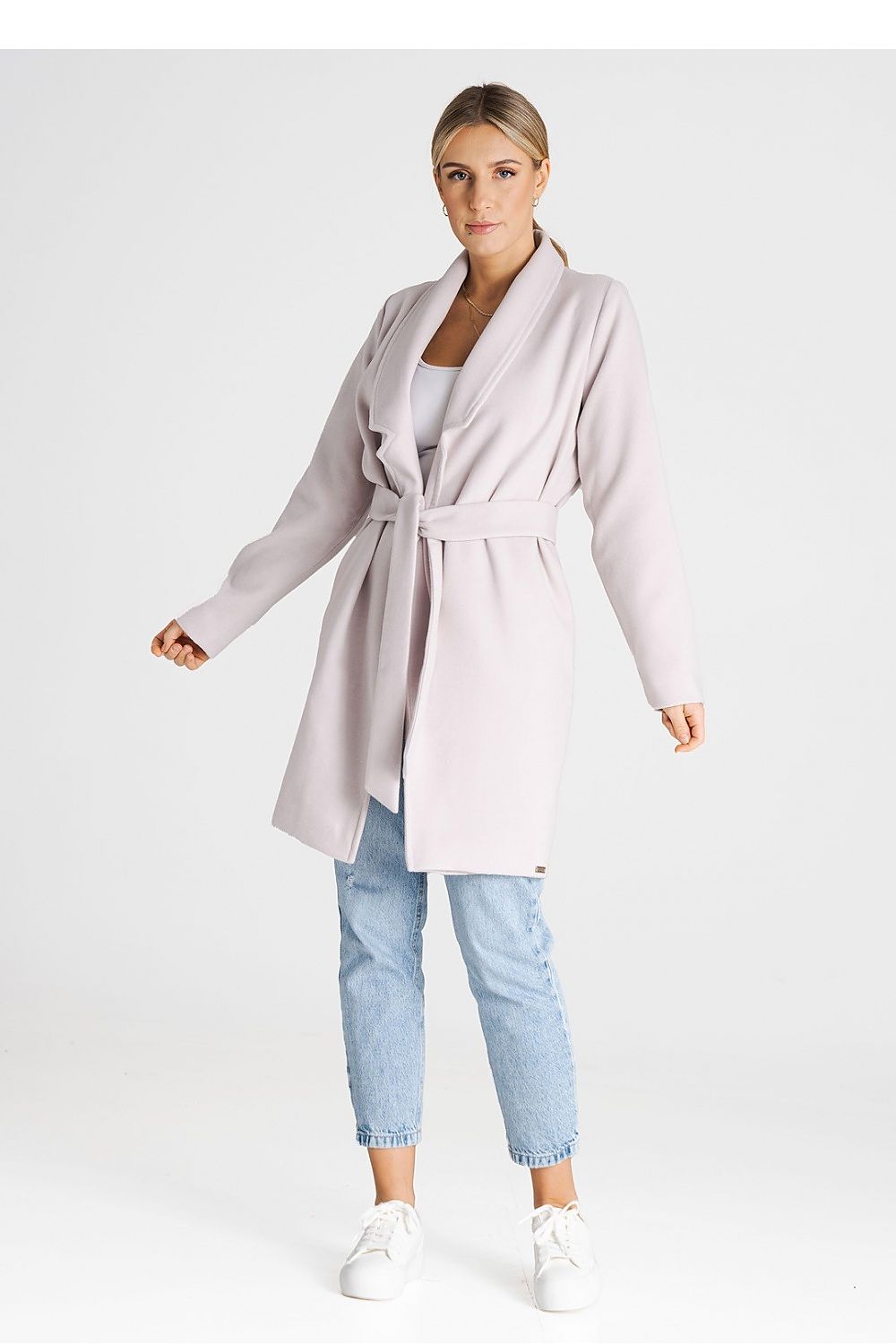 beige belted coat alternate angle