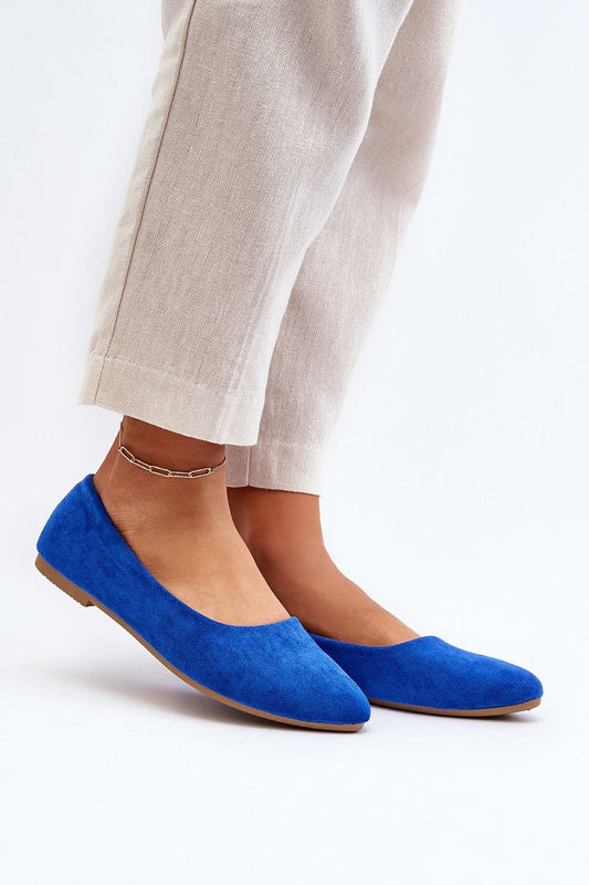 blue mini ballet flats front view