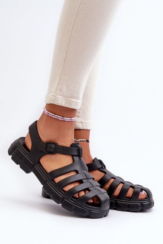 black sandals front view
