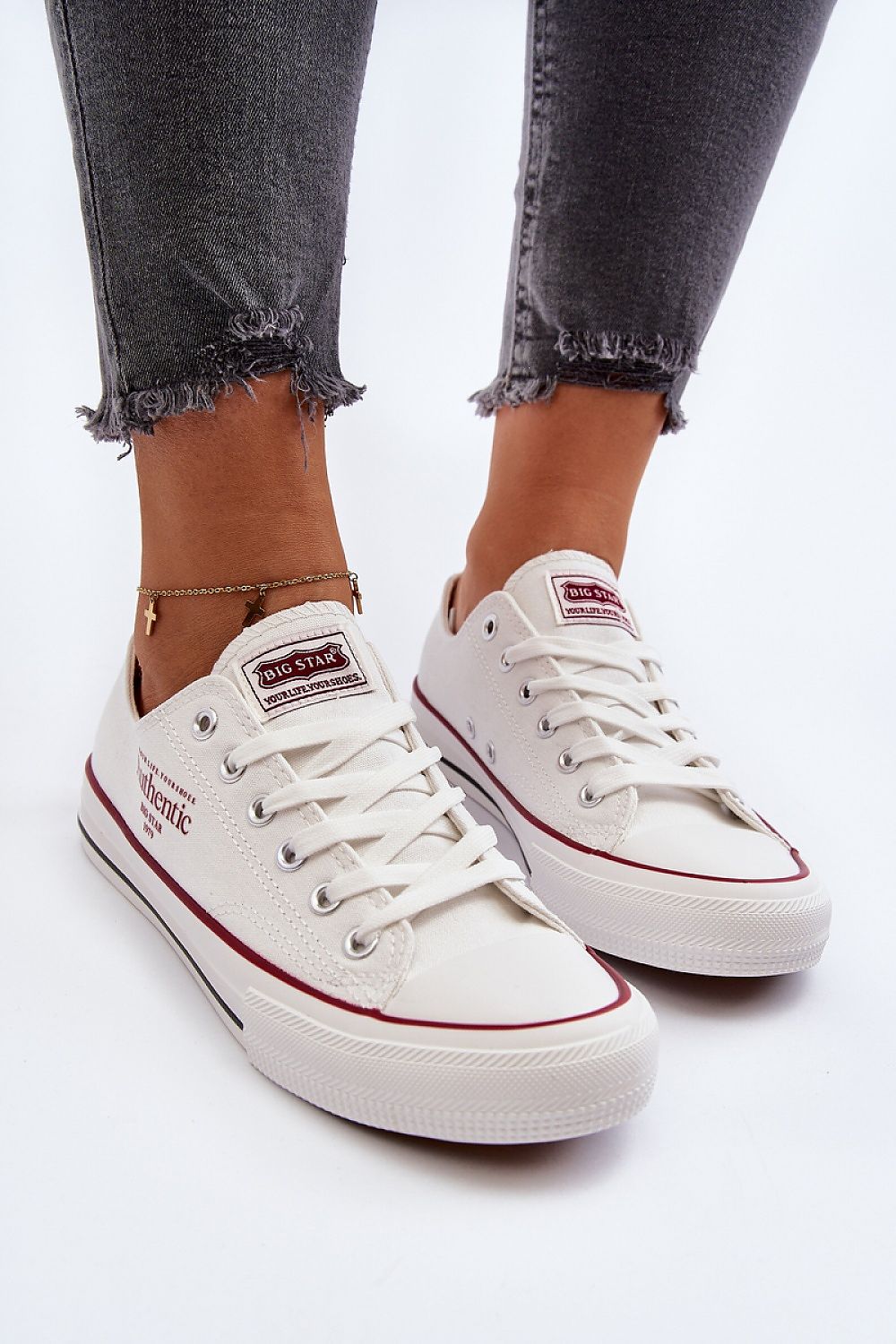 white sneakers front view