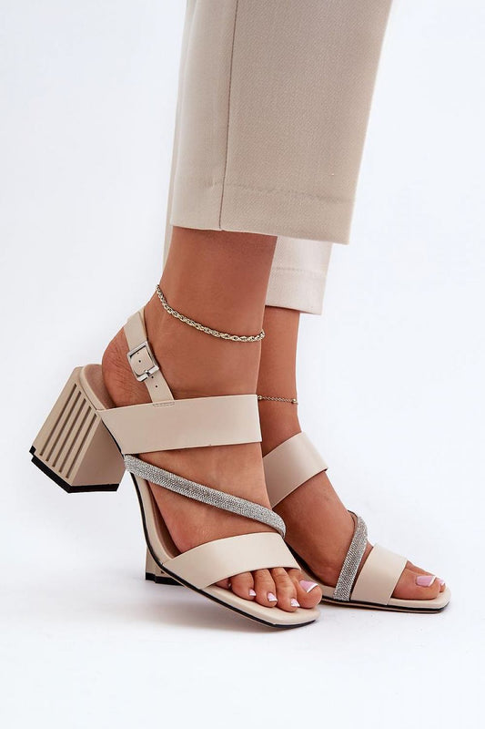 beige heel sandals front view
