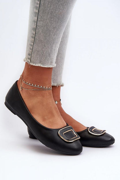 black ballet flats detail view