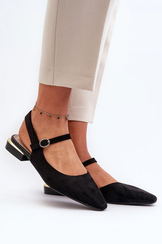 black ballet flats front view