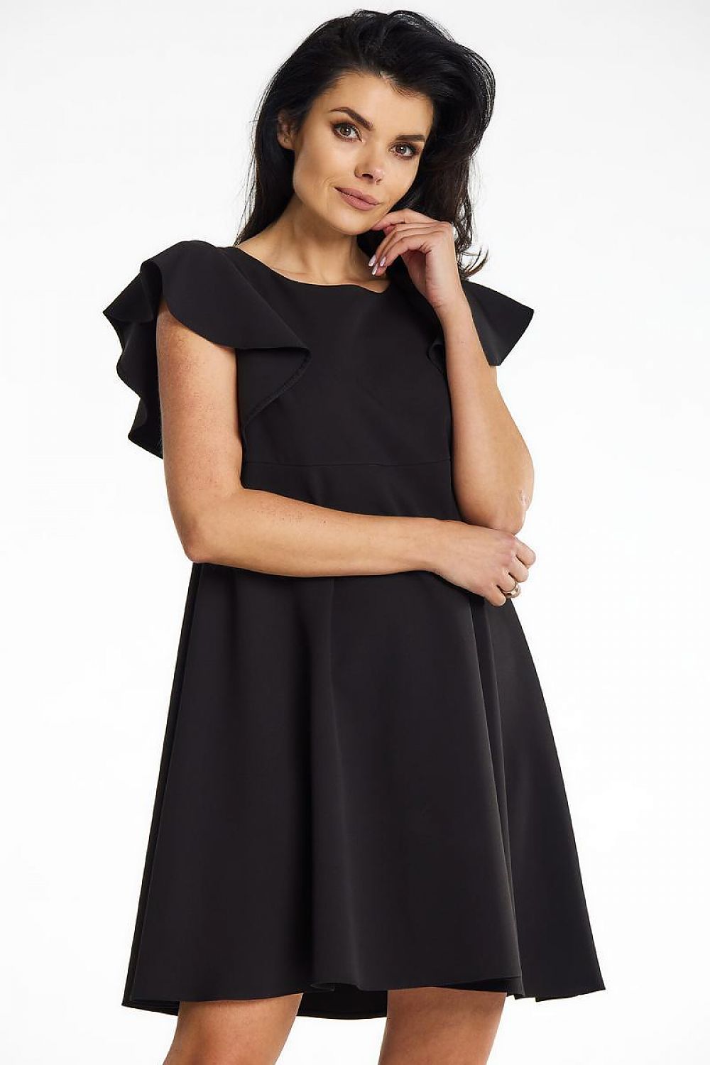 black mini cocktail dress front view