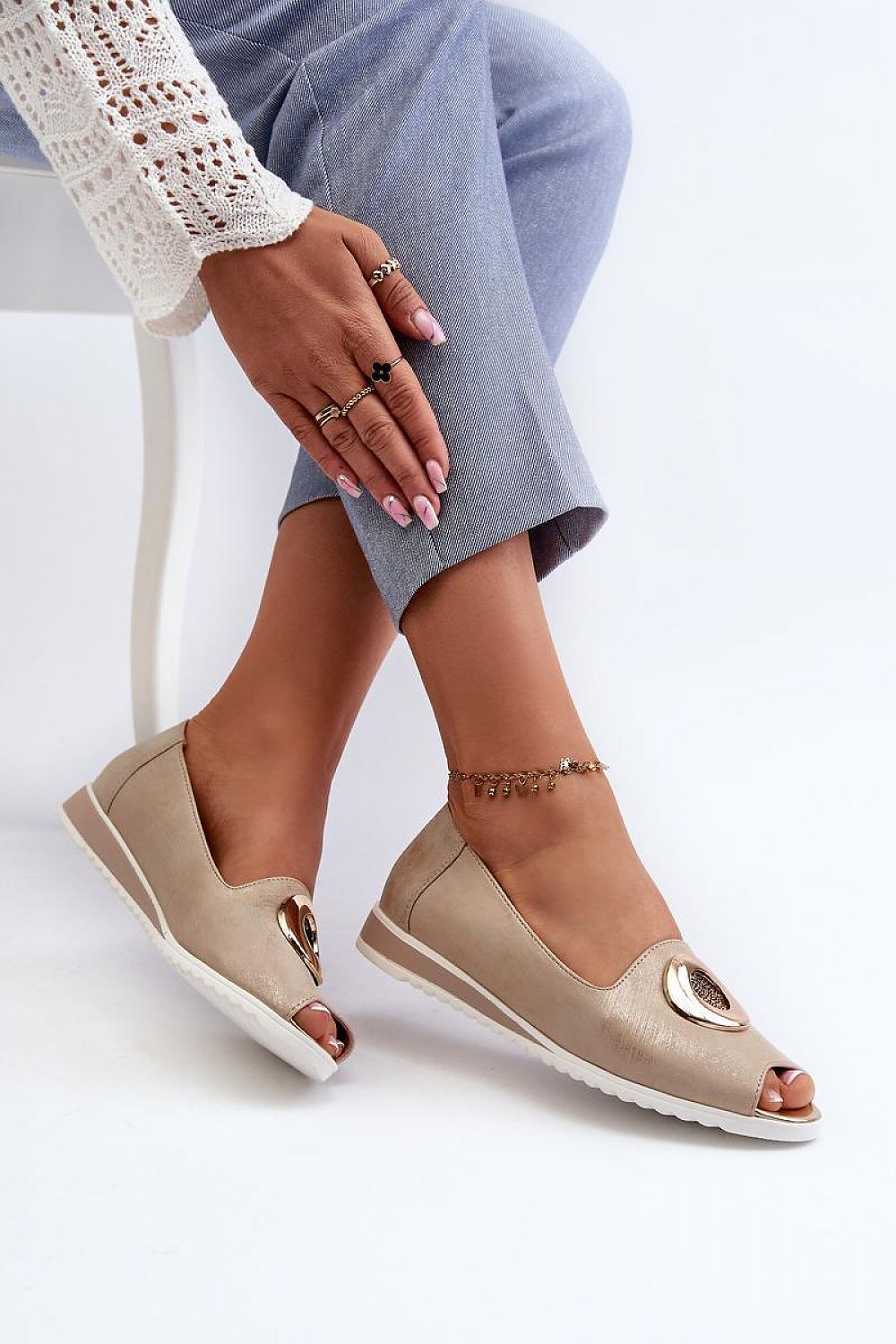beige heel pumps side view