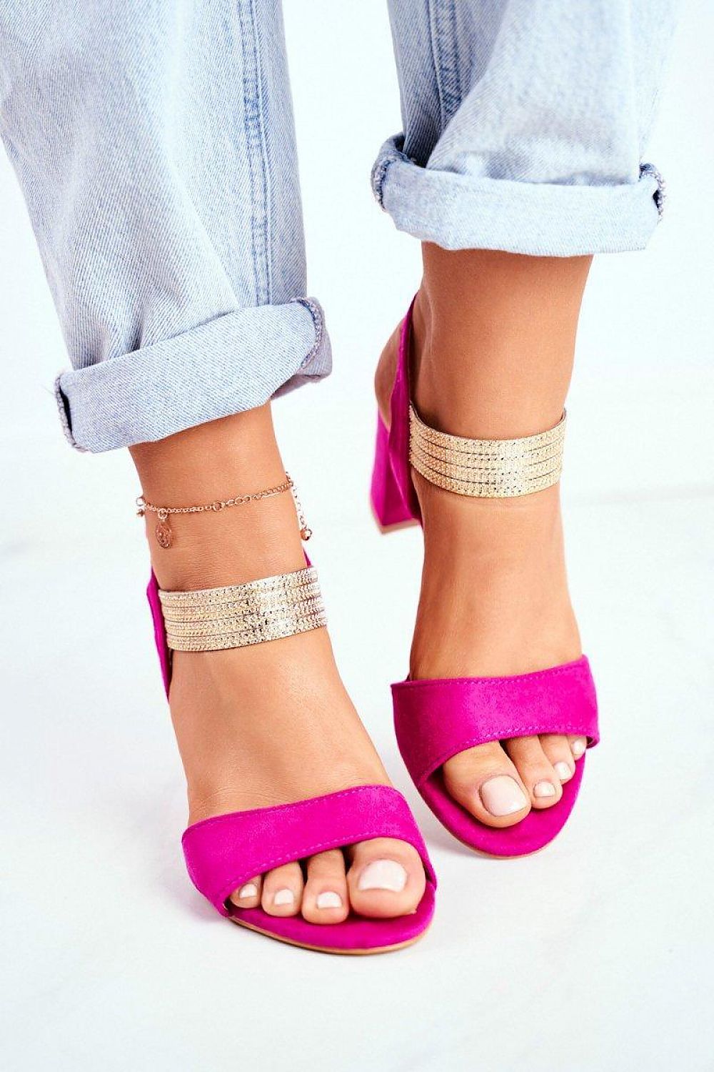 pink heel sandals detail view