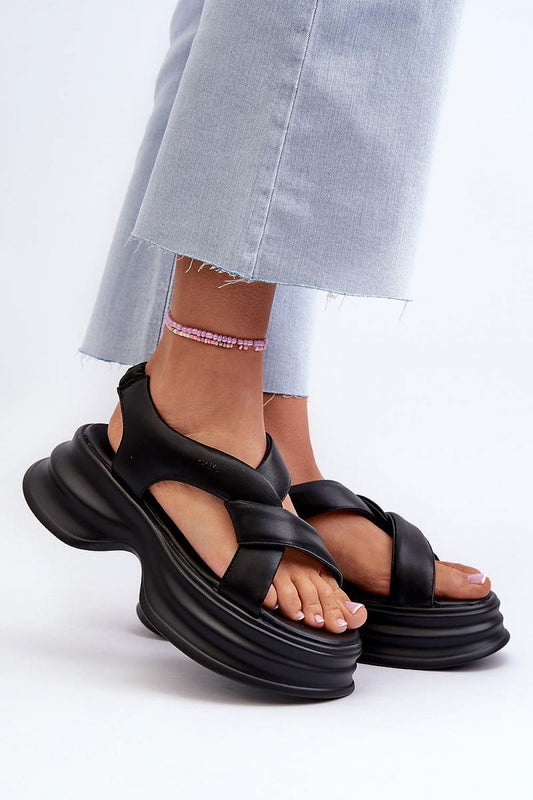 black sandals front view