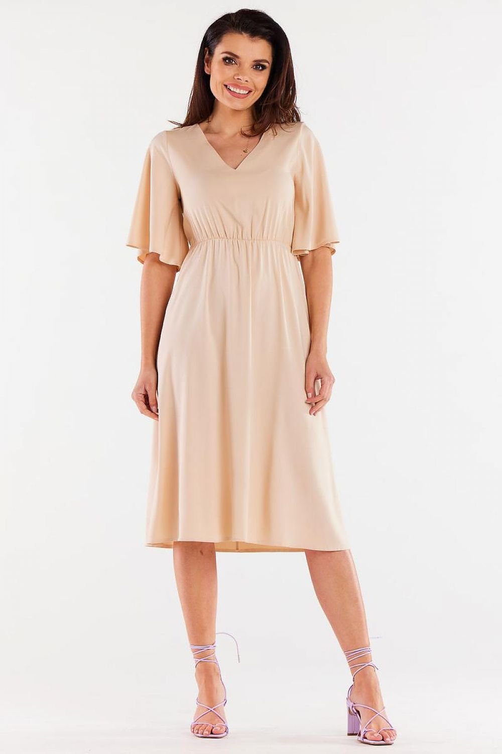beige flared day dress view 6